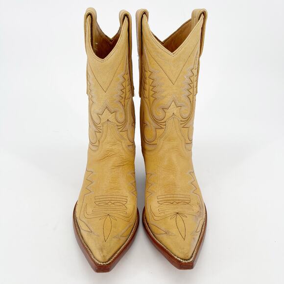 Vintage Old Gringo Yellow Tan Short Nevada Mid Calf Western Cowgirl Boot sz 6.5 - Picture 5 of 10